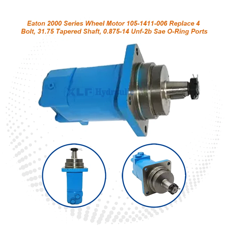 Eaton 2000 Series Wheel Motor 105-1411-006 - 4 Bolt 31.75 Tapered Shaft SAE Ports