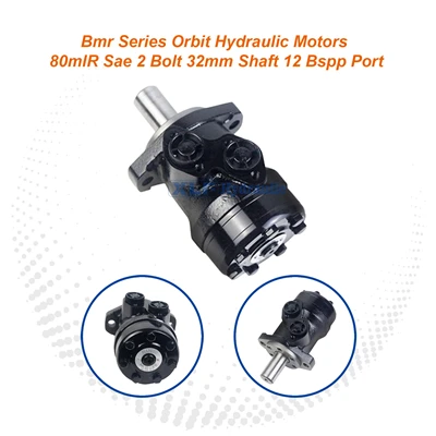BMR Series Orbit Hydraulic Motor | 80cc Displacement, SAE 2-Bolt, 32mm Shaft, 1/2" BSPP Ports