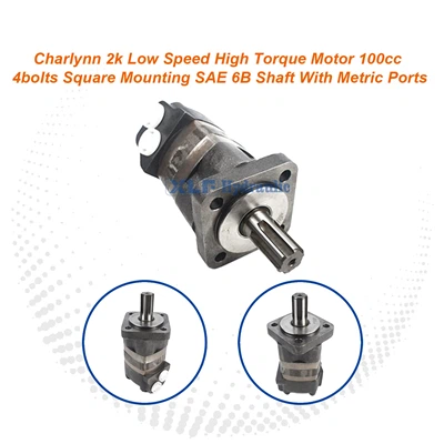 Char-Lynn 2K LSHT Hydraulic Motor 100cc 4-Bolt Square Mount SAE 6B Shaft Metric Ports